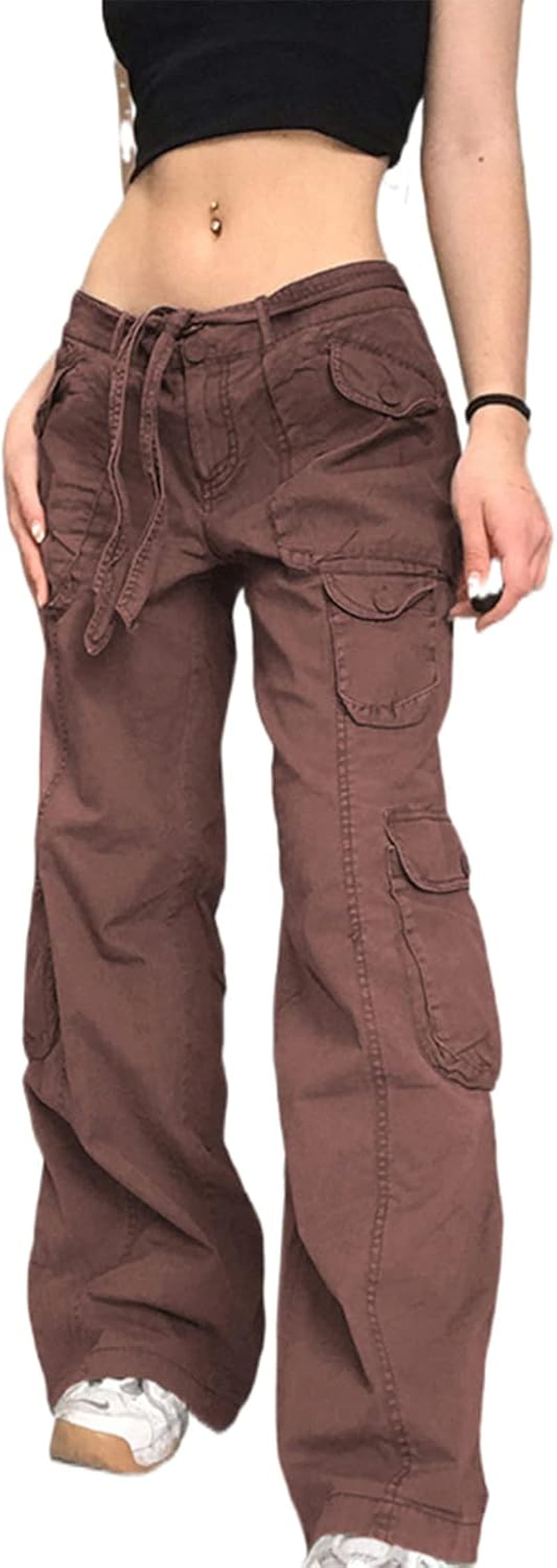 Women High Waisted Baggy Jeans Vintage Wide Straight Leg Boyfriend Denim Cargo Pants with Pockets Grunge Streetwear