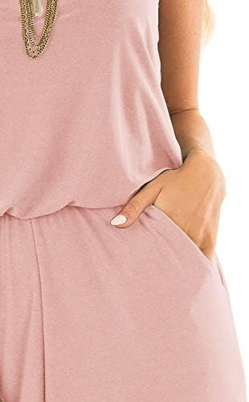 Womens Summer Casual Sleeveless Spaghetti Strap Sexy Jumpsuit Rompers Wide Leg Pants Blush X-Large